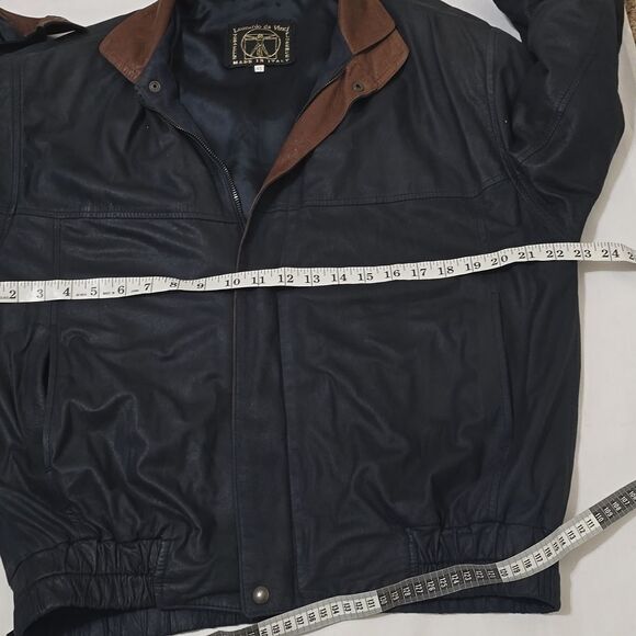 LEONARDO DA VINCE AVIATOR BOMBER JACKET SIZE LEATHER JACKET SIZE 46 - Picture 7 of 11